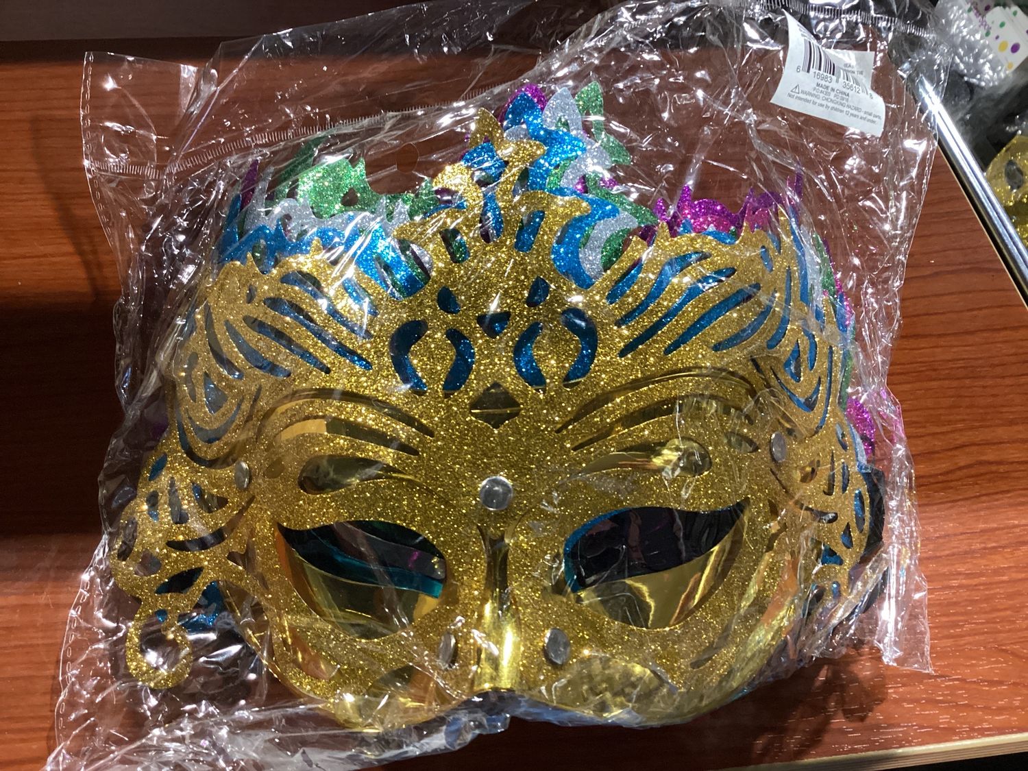 Glittered Ornate Mask with Ribbon Tie - Assorted Colors (Pack of 6) MASK088