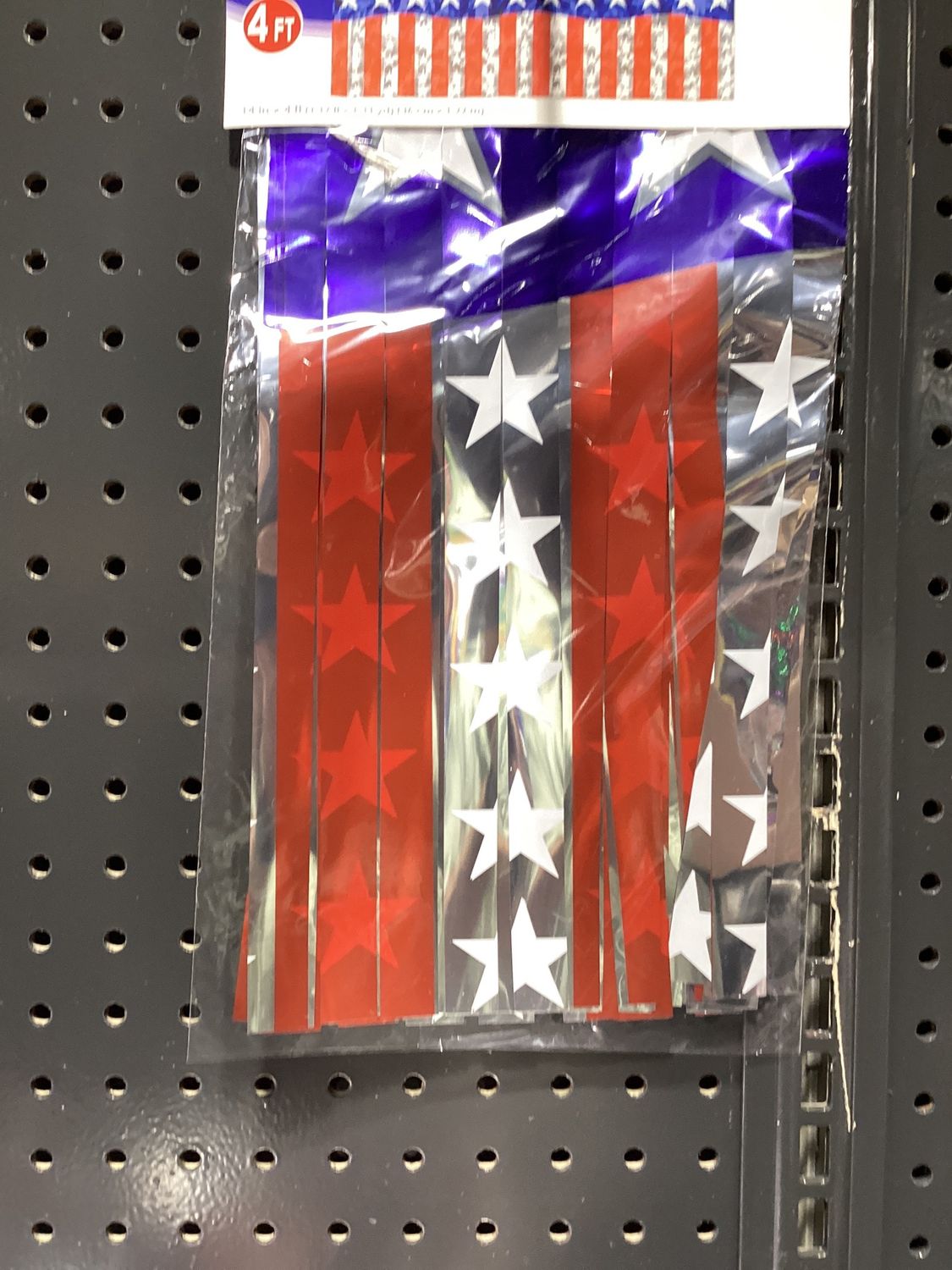 Metallic Stars and Stripes Fringe Banner 14" x 4' (Each)