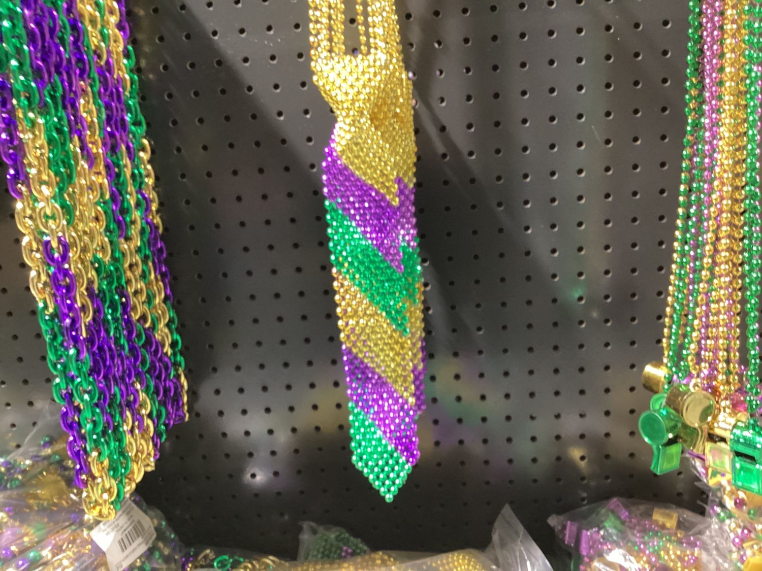 Purple, Green and Gold Beaded Tie single