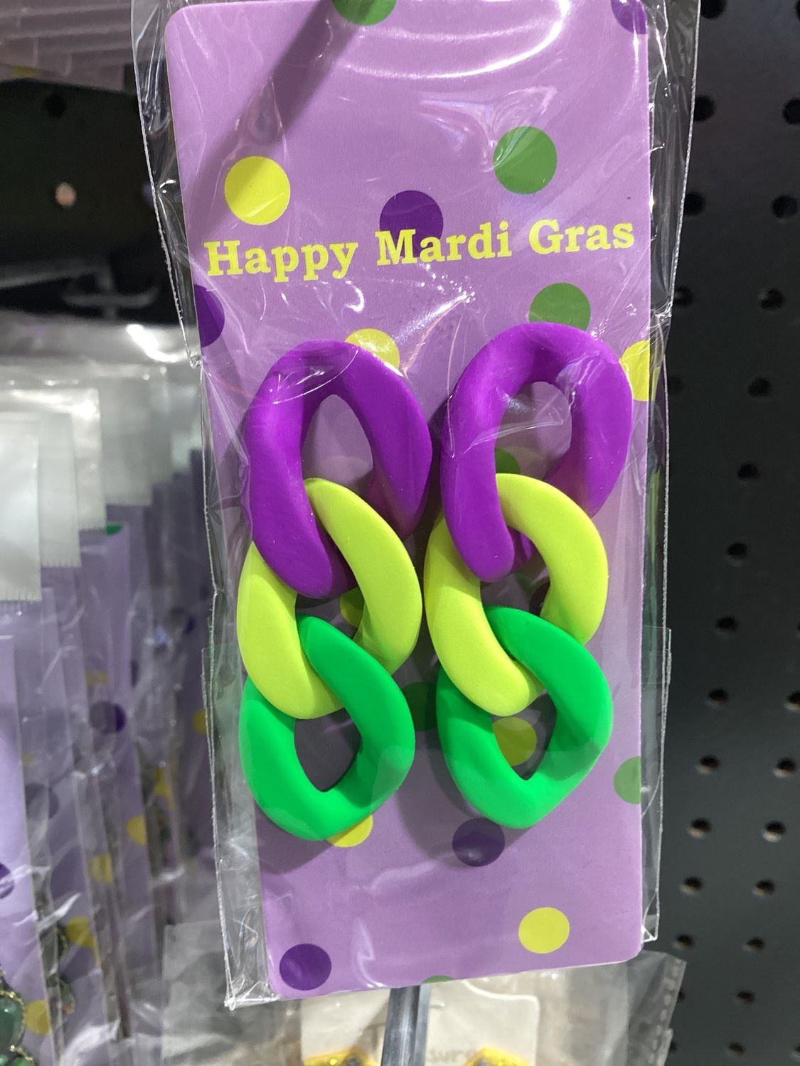 Purple, Green and yellow chain link earrings (Pair)
