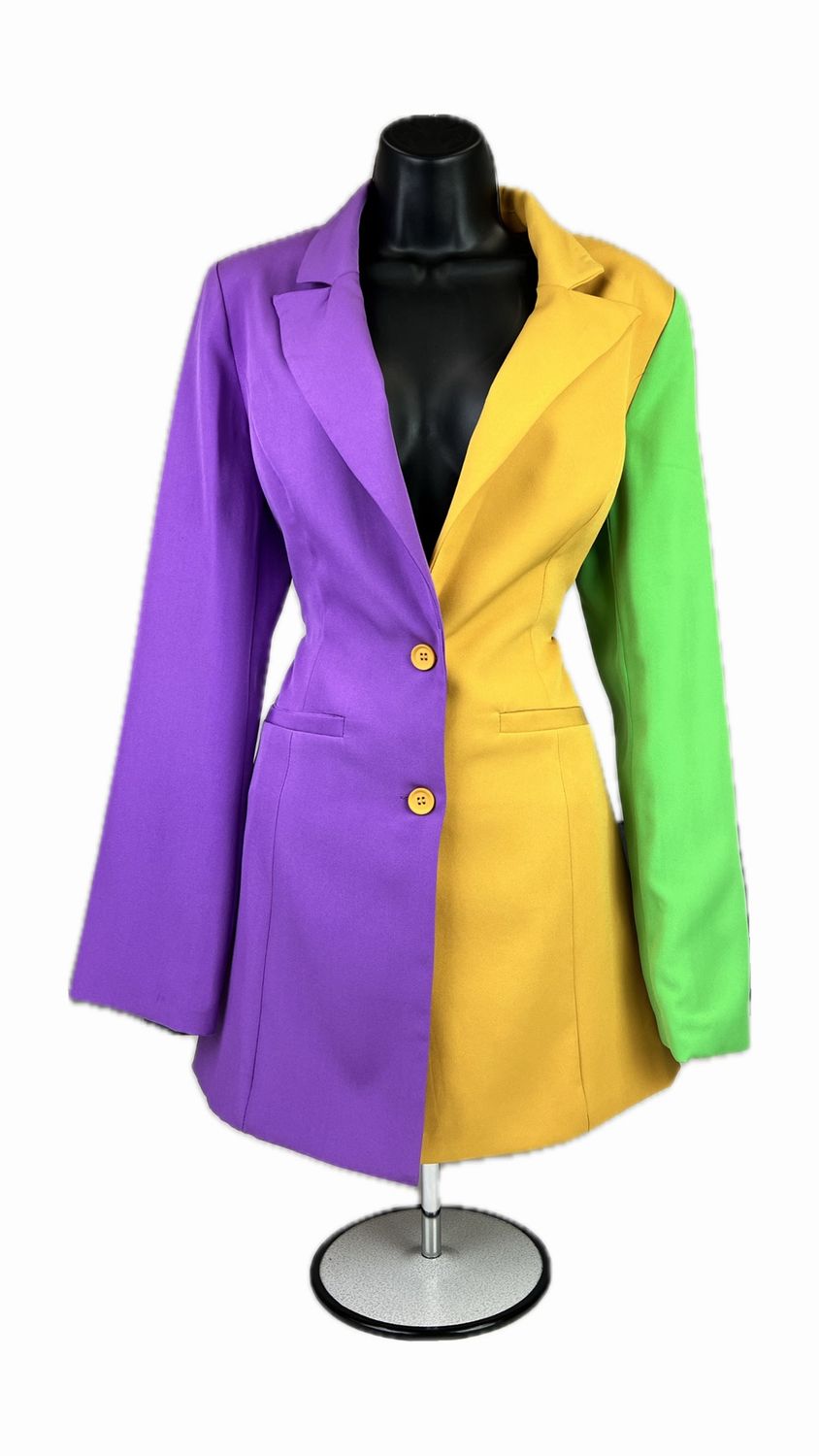 Mardi Gras Color Block Single Blazer, Size: Medium