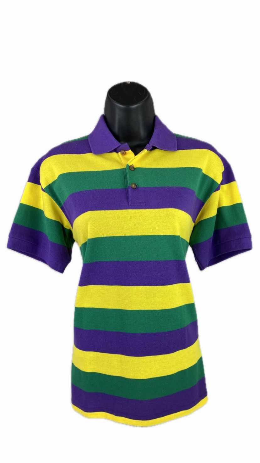 Purple, Green, and Gold Short Sleeve Polo Shirt, Size: Large (Each)