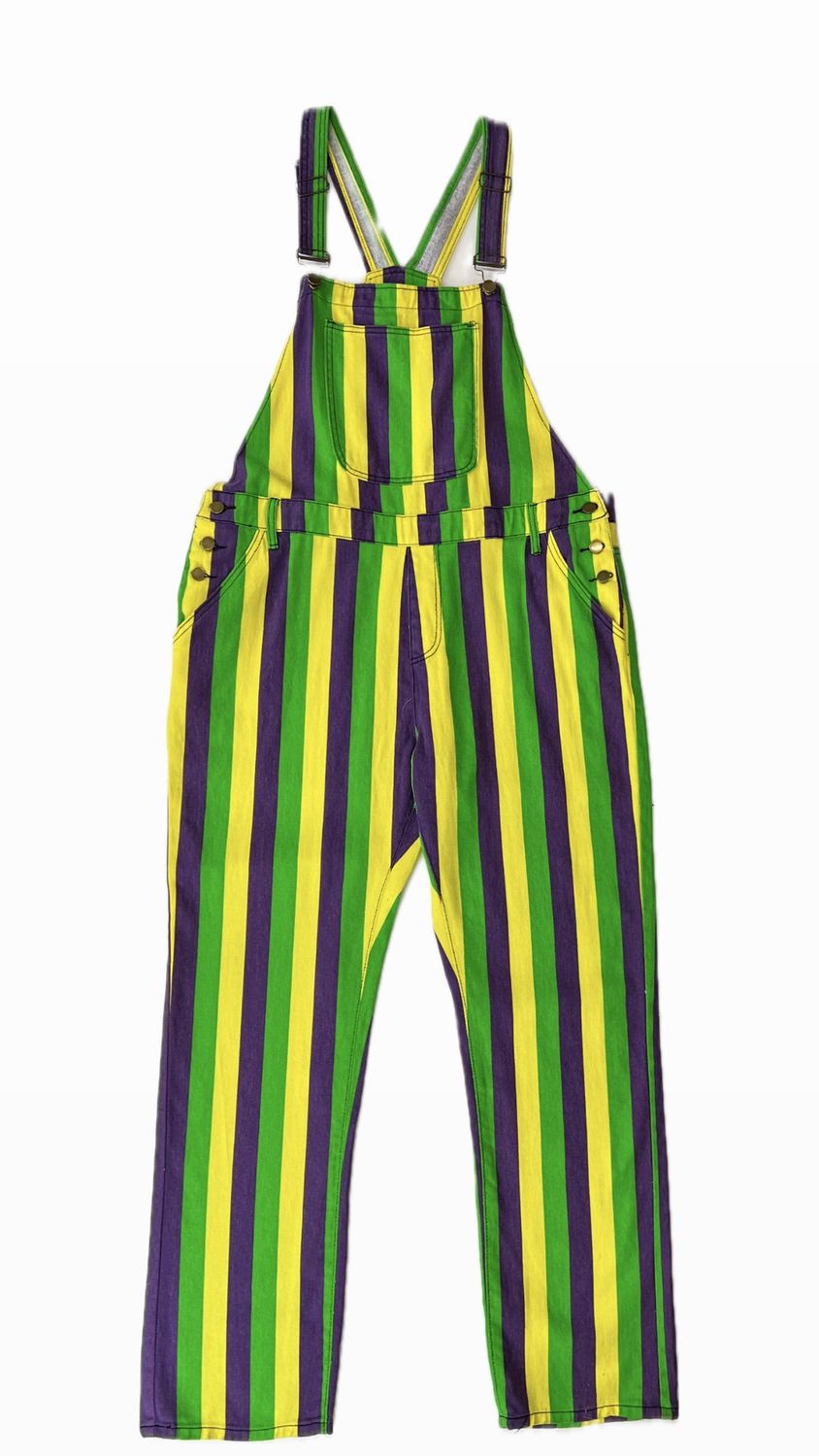 Mardi Gras Stripe Overalls - Unisex