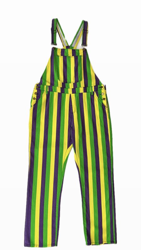 Mardi Gras Stripe Overalls - Unisex
