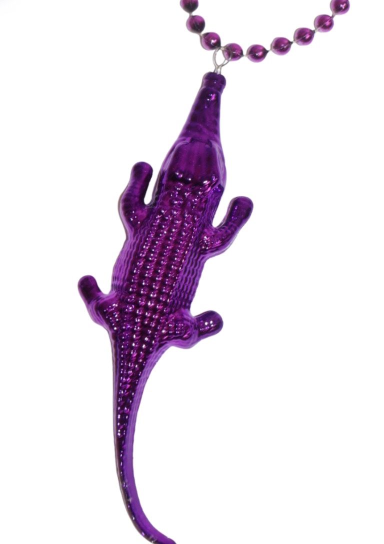 33" 7.5mm Necklace with Blow Mold Alligator - Purple single