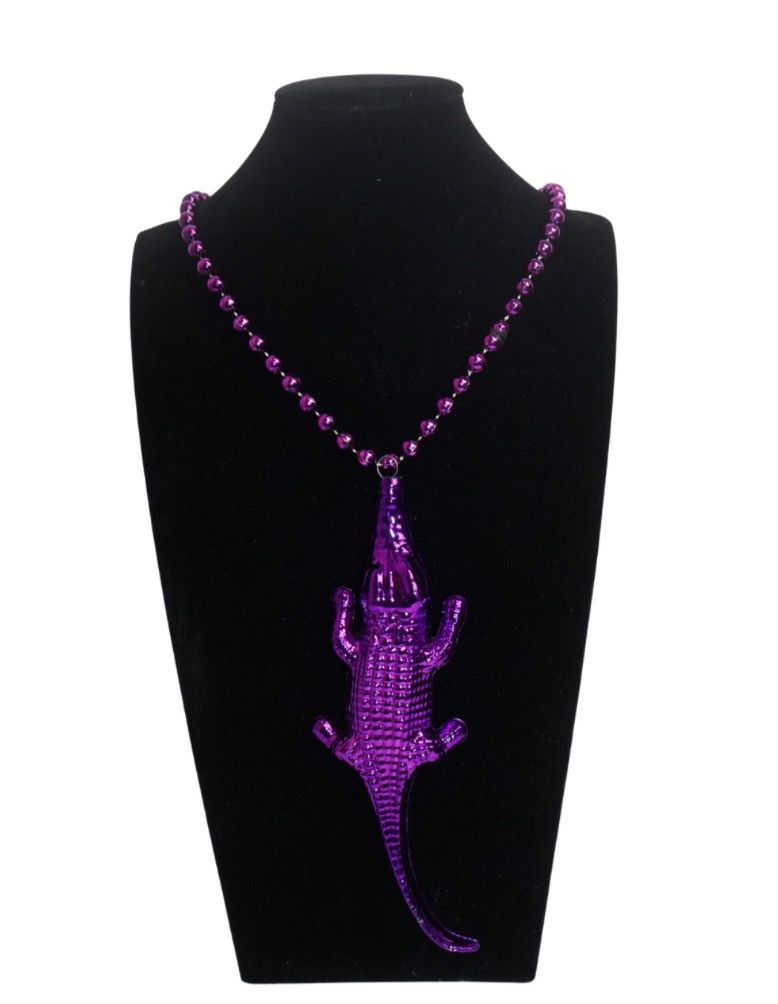 33" 7.5mm Necklace with Blow Mold Alligator - Purple (Dozen)