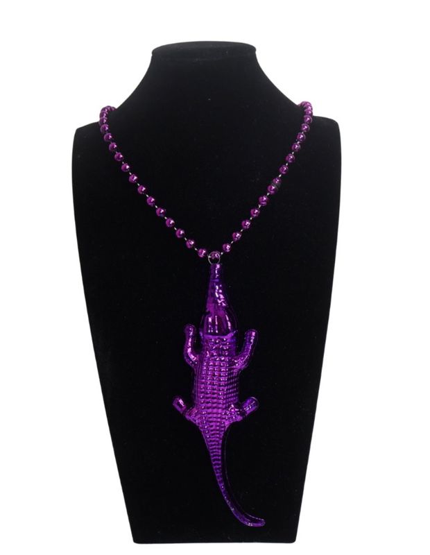 33&quot; 7.5mm Necklace with Blow Mold Alligator - Purple (Dozen)