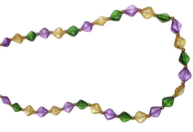 40&quot; Acrylic Purple, Green and Gold Small Diamond Bead Necklace single