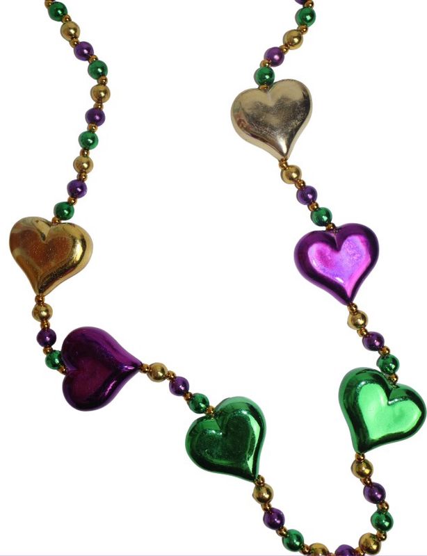42&quot; Purple, Green and Gold Heart Necklace (Dozen)