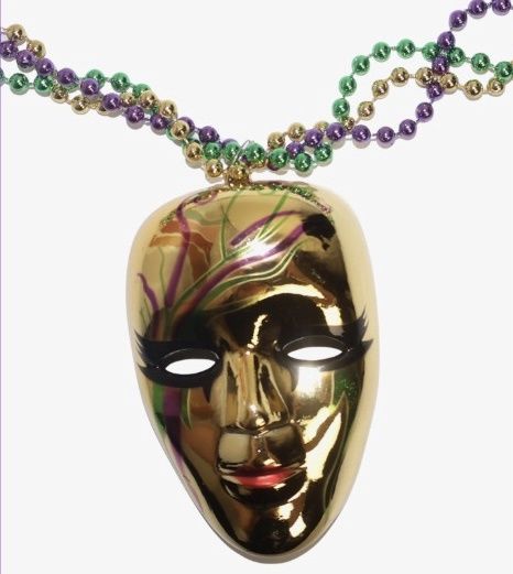 60&quot; Purple, Green and Gold Braided Bead with Masks single