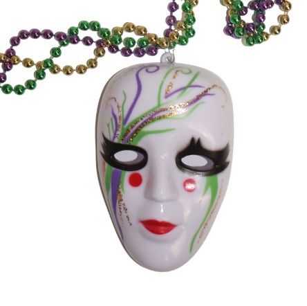 33" 6MM PGG BRAIDED W/PAINTED MASK BEAD EA