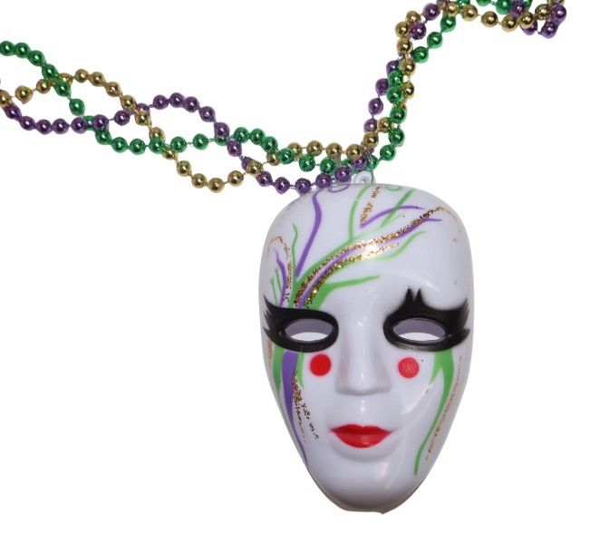 33&quot; 6MM PGG BRAIDED W/PAINTED MASK BEAD 6PC