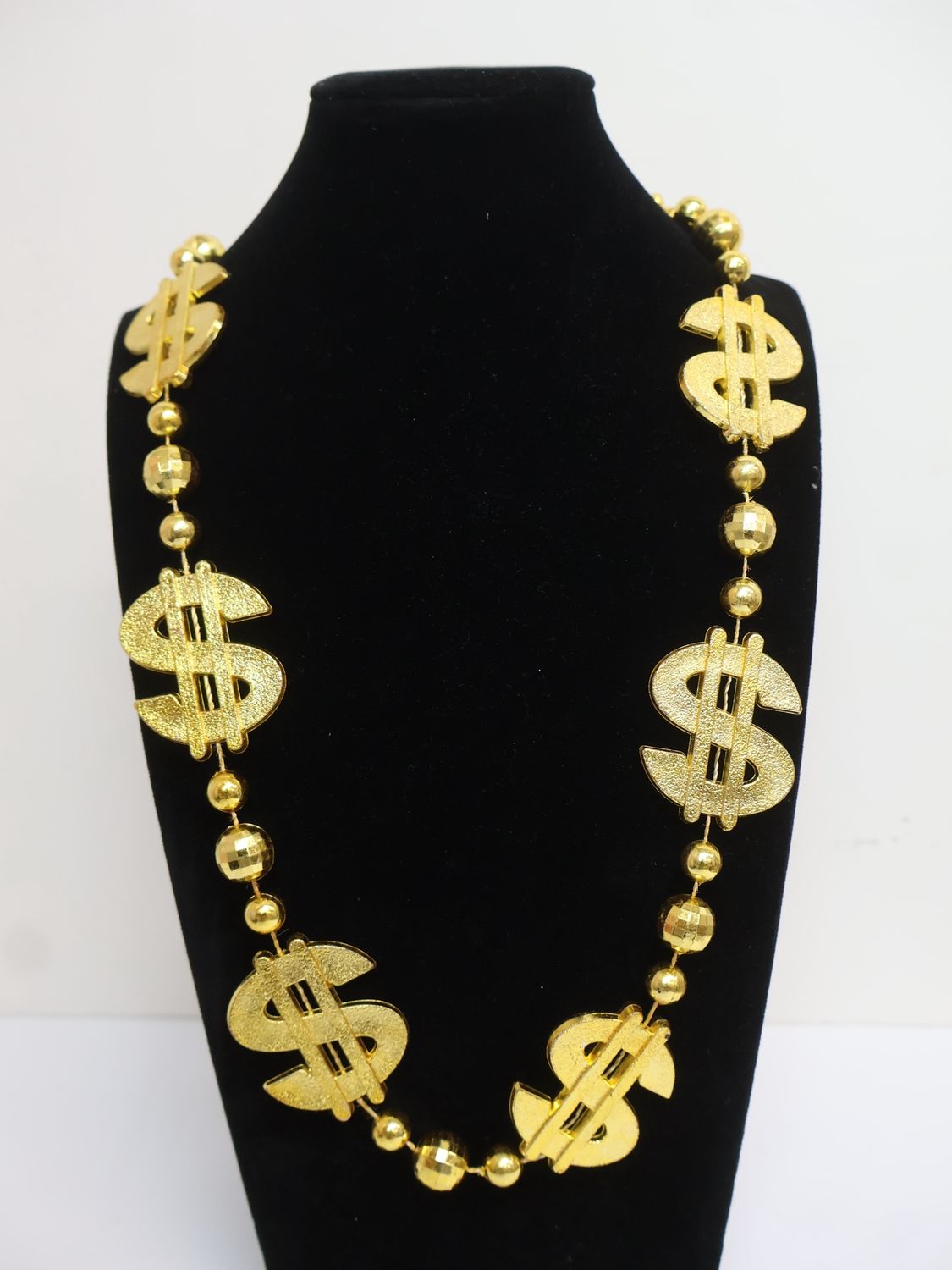 48" Metallic Gold Dollar Sign Necklace single