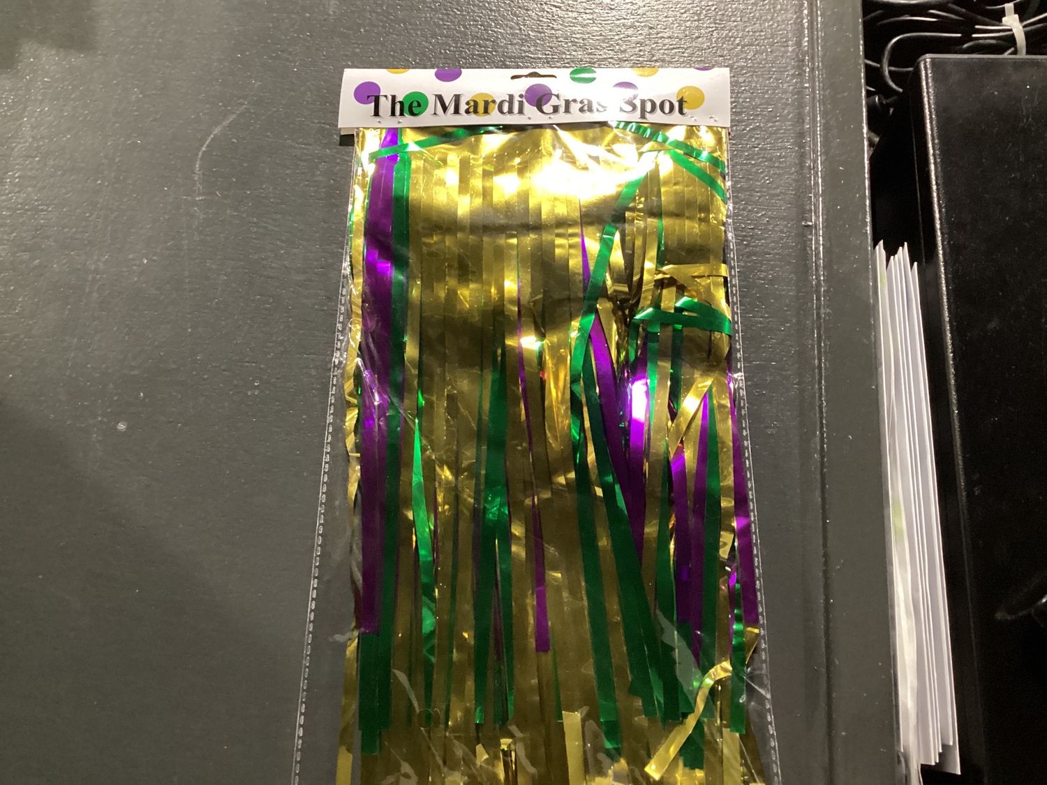 10&#39; x15&quot; Tiered Purple, Green, and Gold Metallic Fringe (Each)