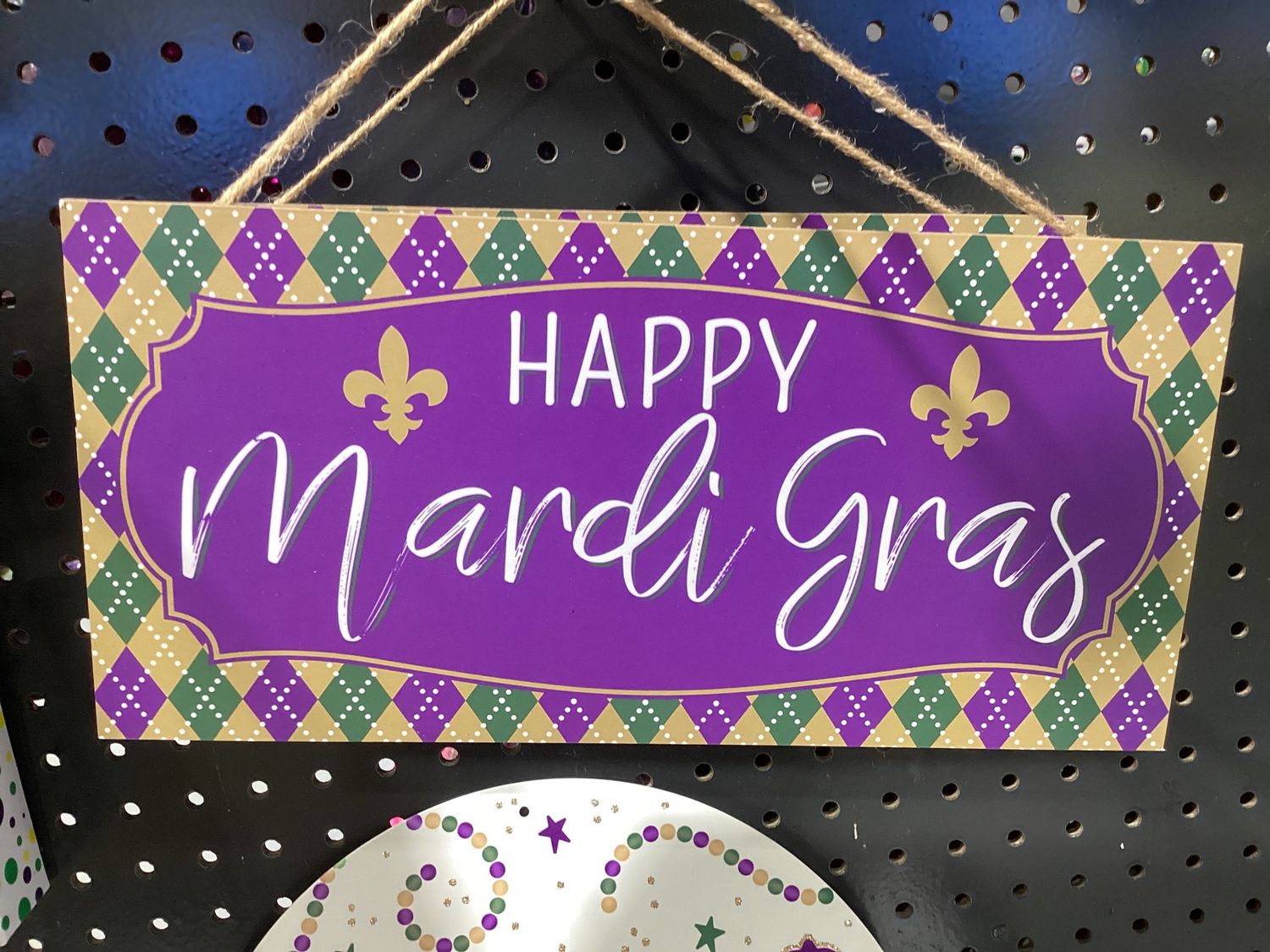 12" Wooden Mardi Gras Harlequin Sign