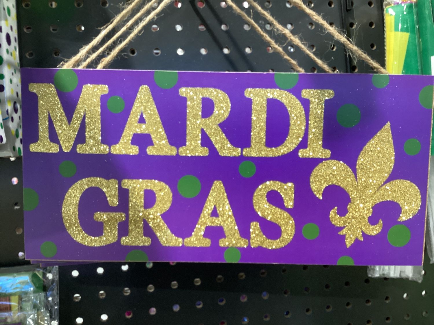 12" Wooden Mardi Gras Fleur de lis Sign