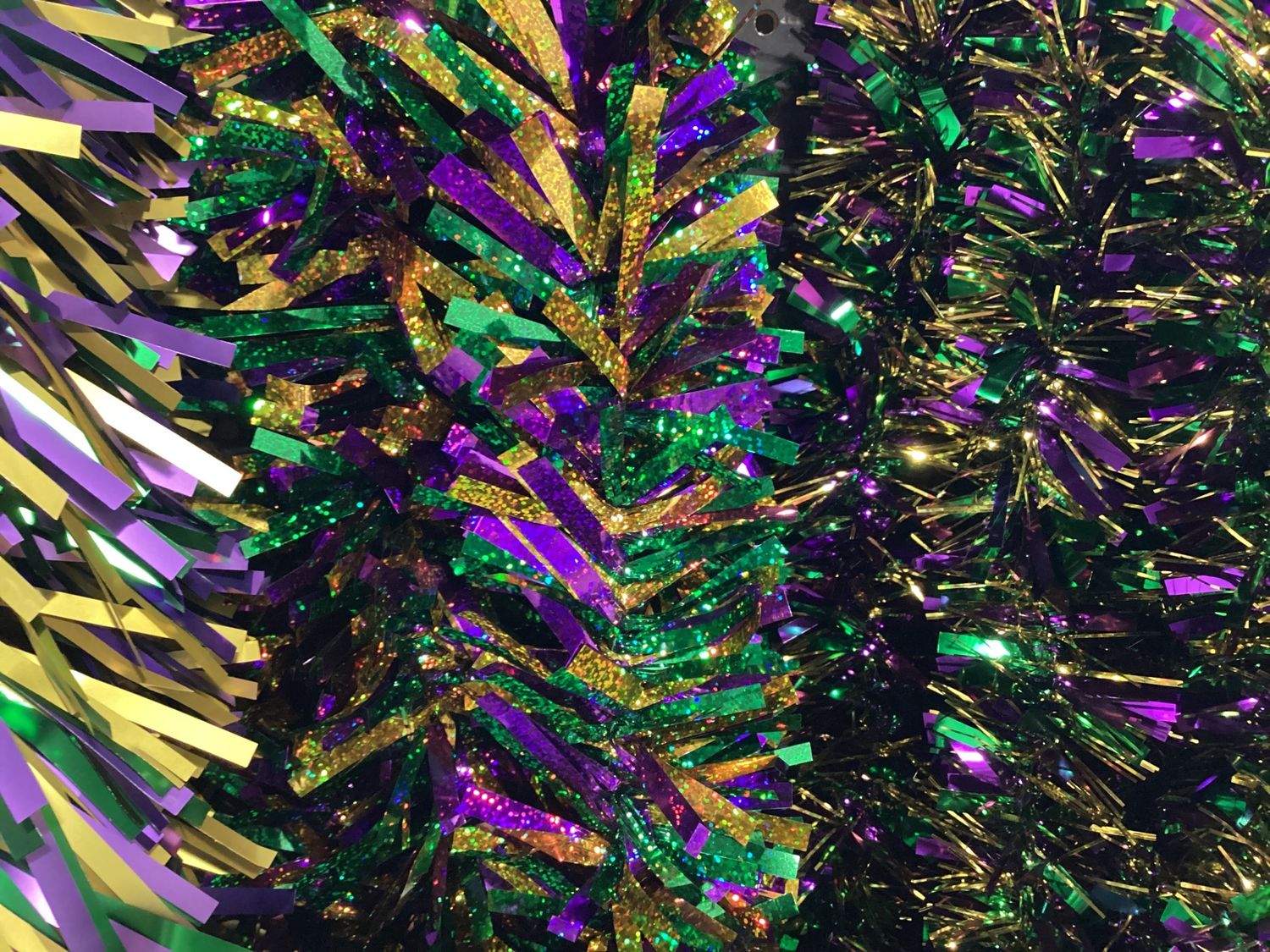 15&#39; x 4&quot; Holographic Purple, Green, and Gold Garland (Each)