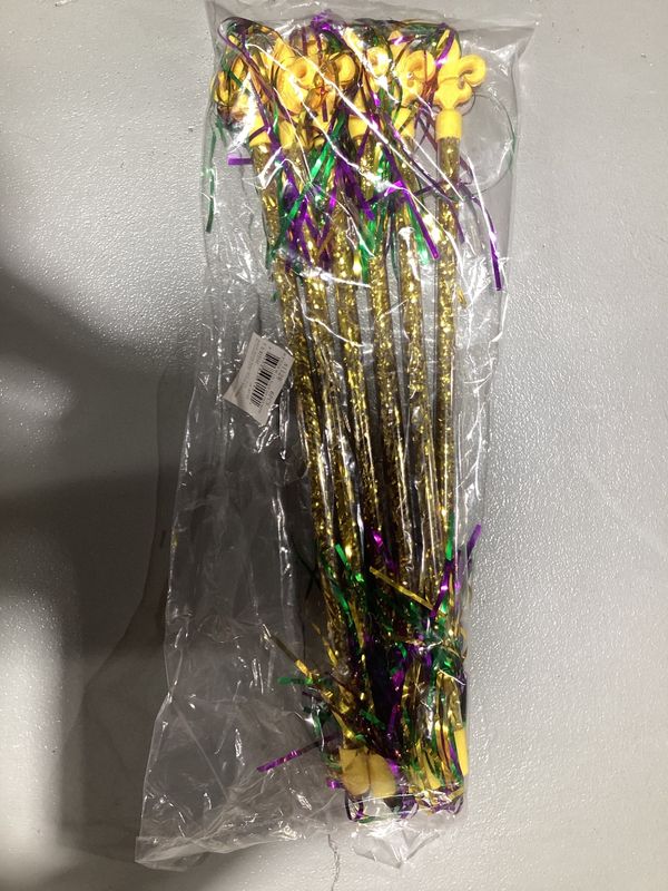 19.5&quot; Fleur De Lis Purple, Green and Gold Baton (Pack of 6)