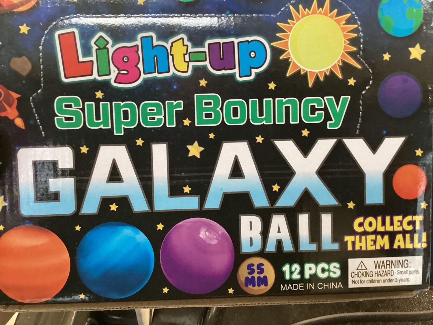 2" LED Galaxy Bounce Ball - Assorted Colors (Dozen)