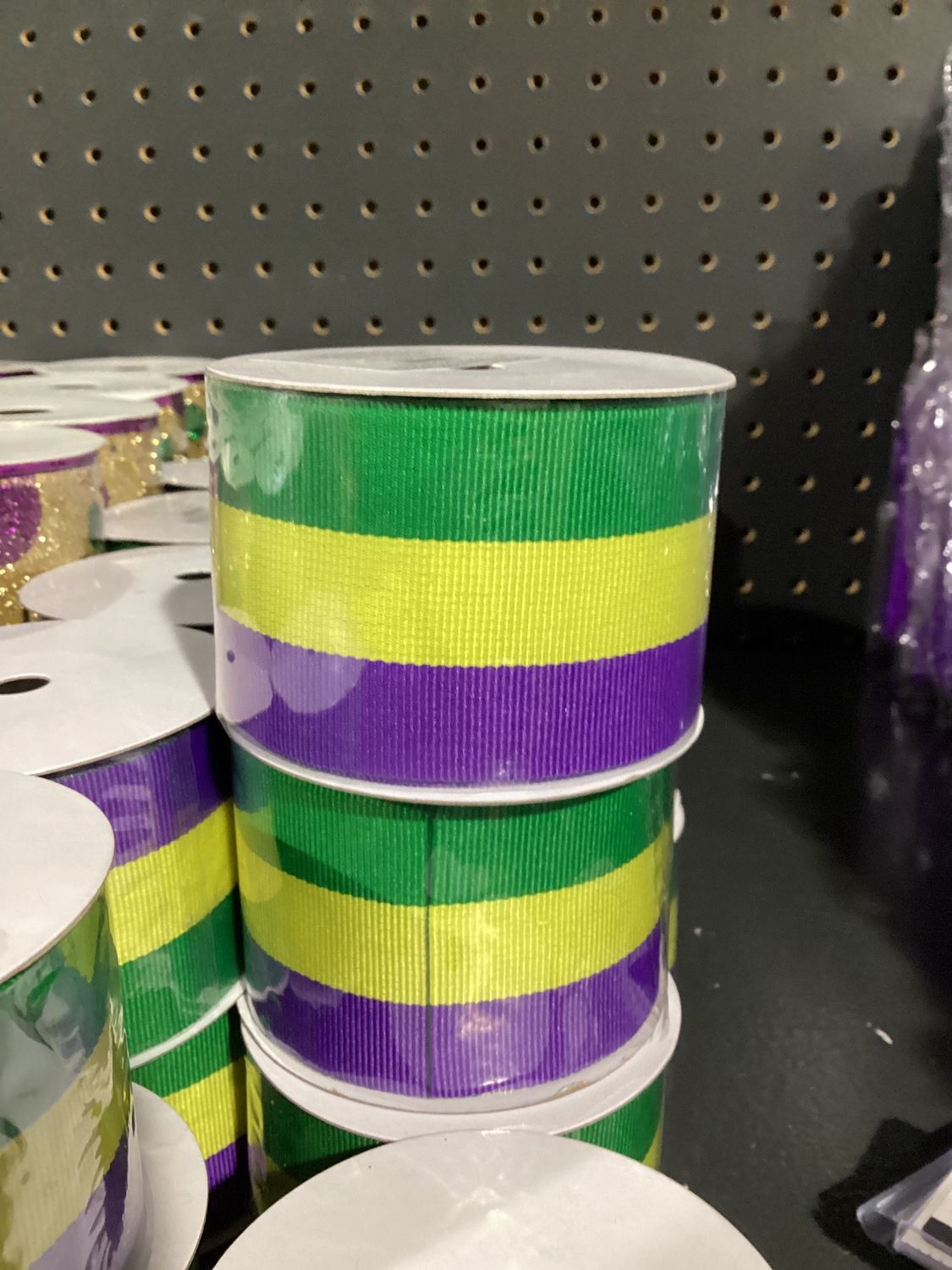 2" x 6yds Purple, Green and Gold Grosgrain Ribbon (Each)
