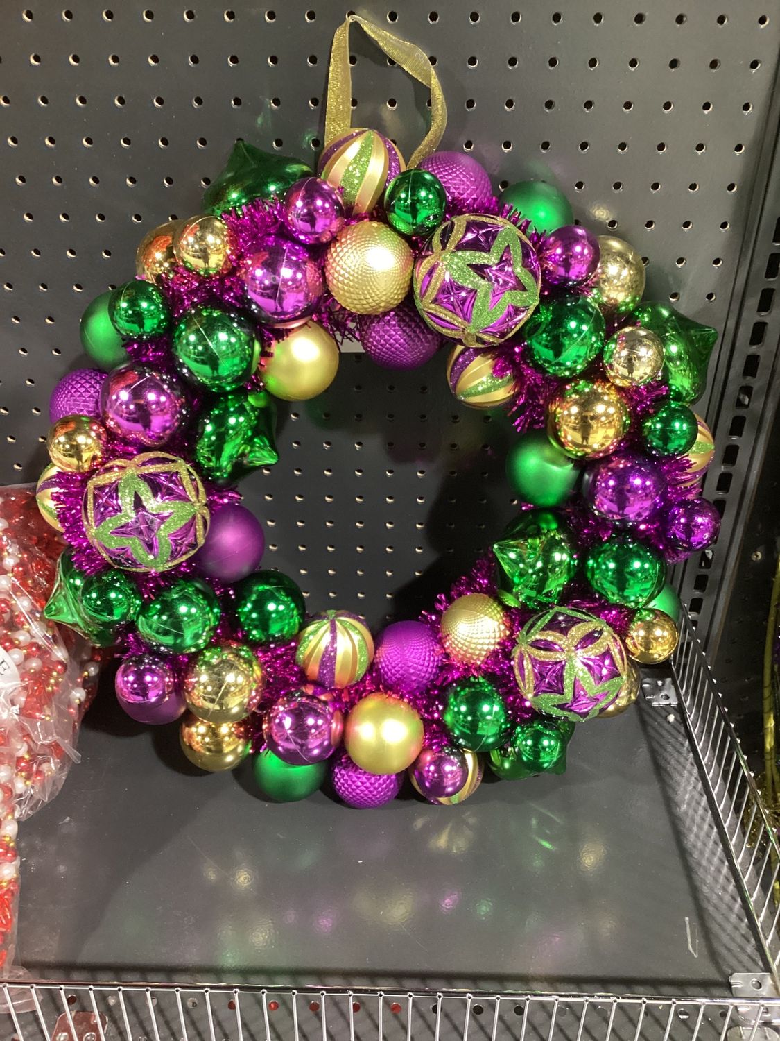 20" Purple, Green, and Gold Ball Wreath (Each)