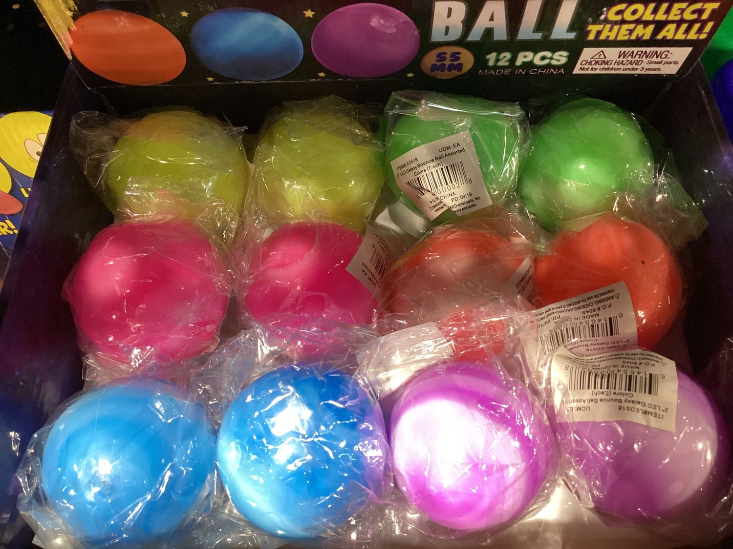 2" LED Galaxy Bounce Ball - Assorted Colors (Each)