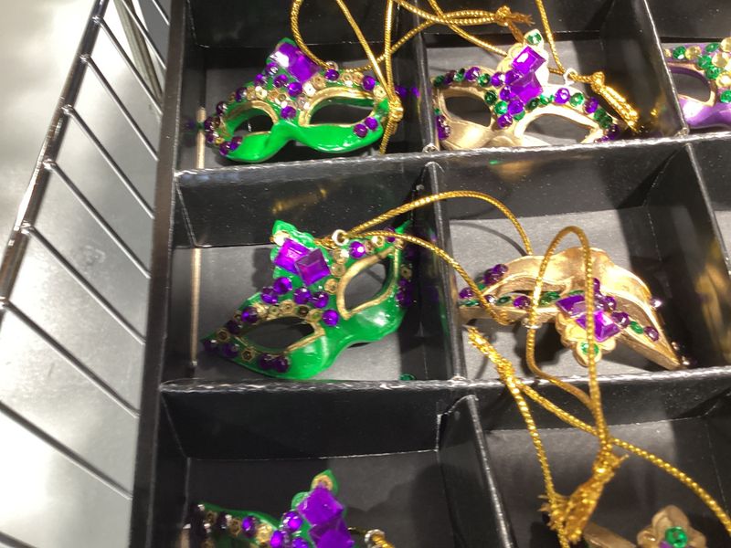 2&quot; Mask Ornaments Assorted Purple, Green and Gold single