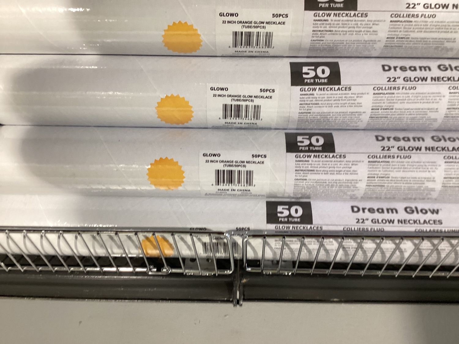 22" Orange Glow Necklace (Tube/50 Pieces)