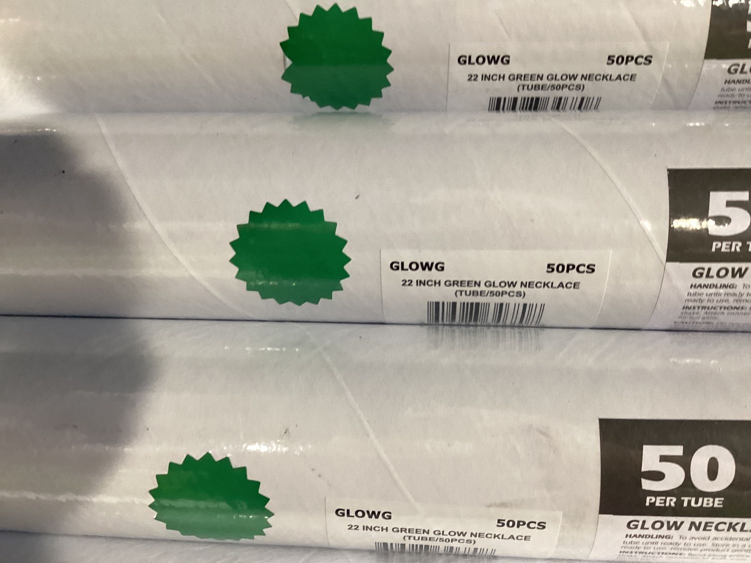 22" Green Glow Necklace (Tube/50 Pieces)