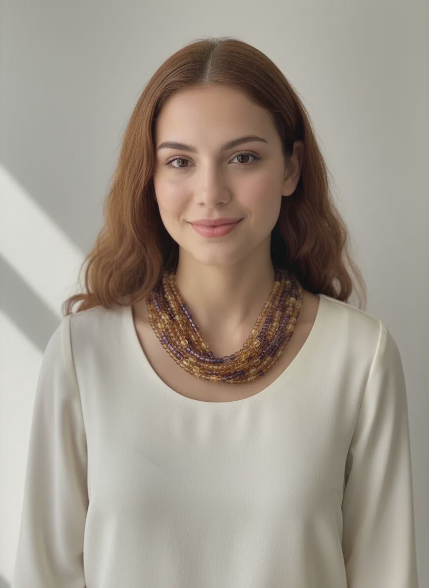 27&quot; Amber and Purple Glass Bead Necklace (Dozen)