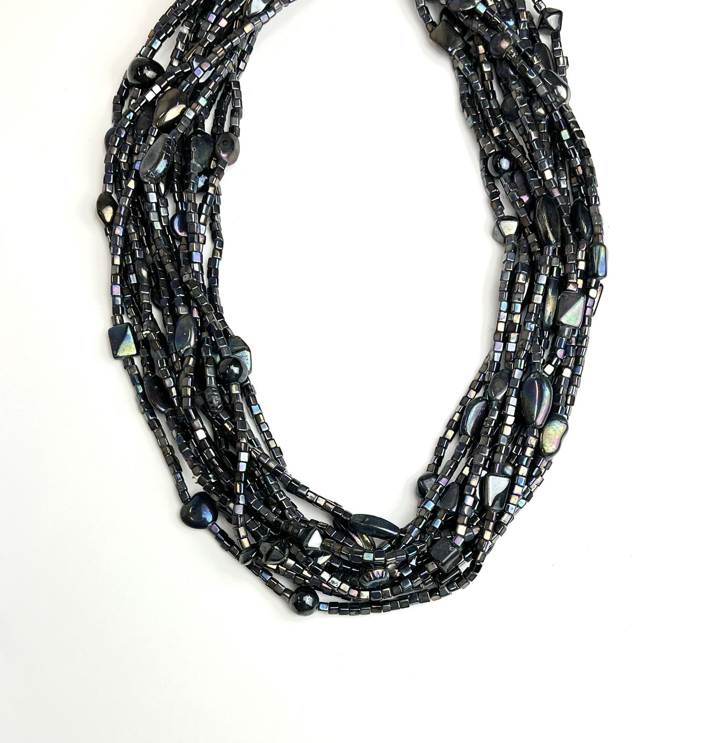 27&quot; Black Opalescent Glass Bead Necklace (Dozen)