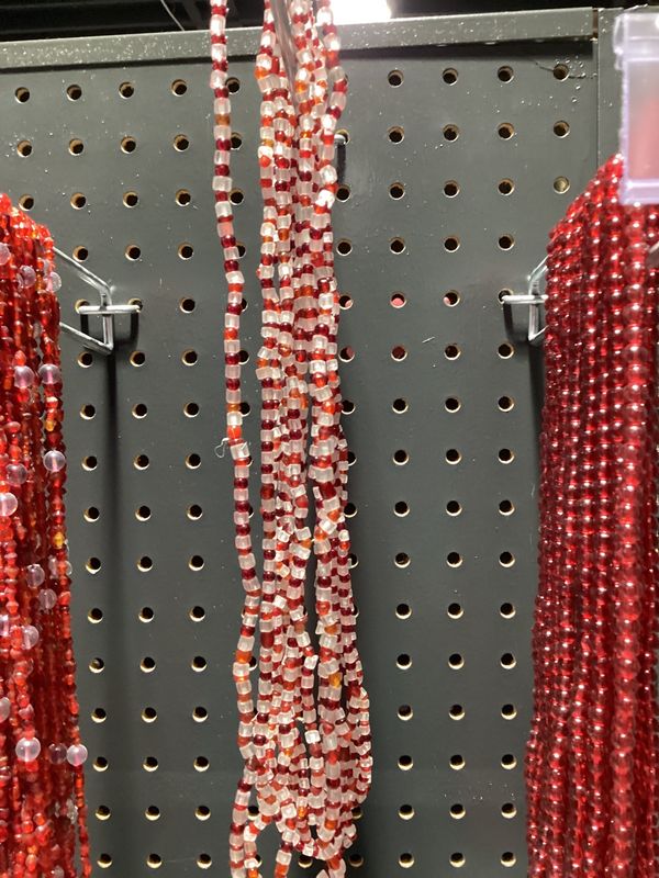 27&quot; Clear/Red Glass Bead Necklace (Dozen)