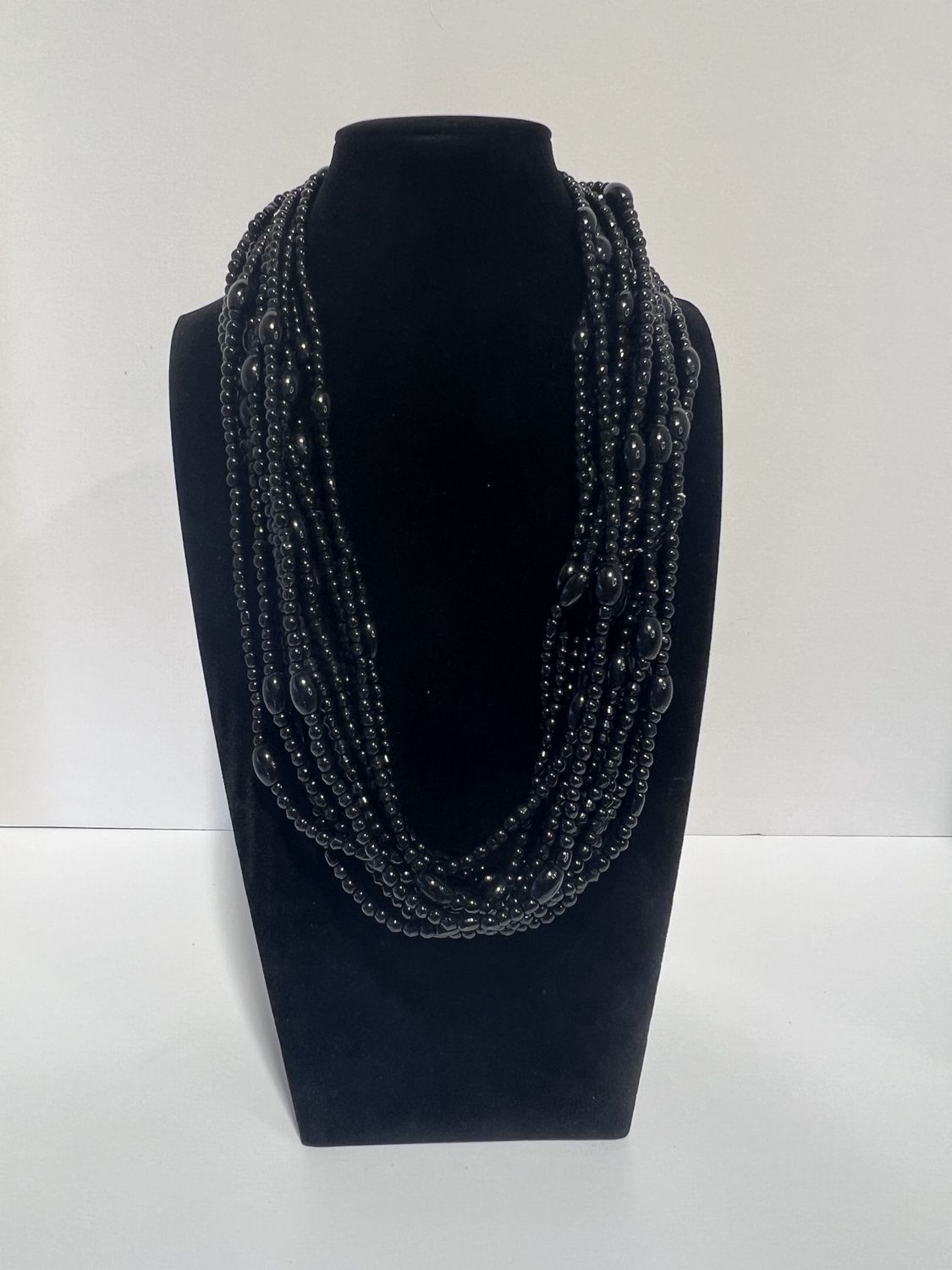 27" Black Glass Bead Necklace (Dozen)