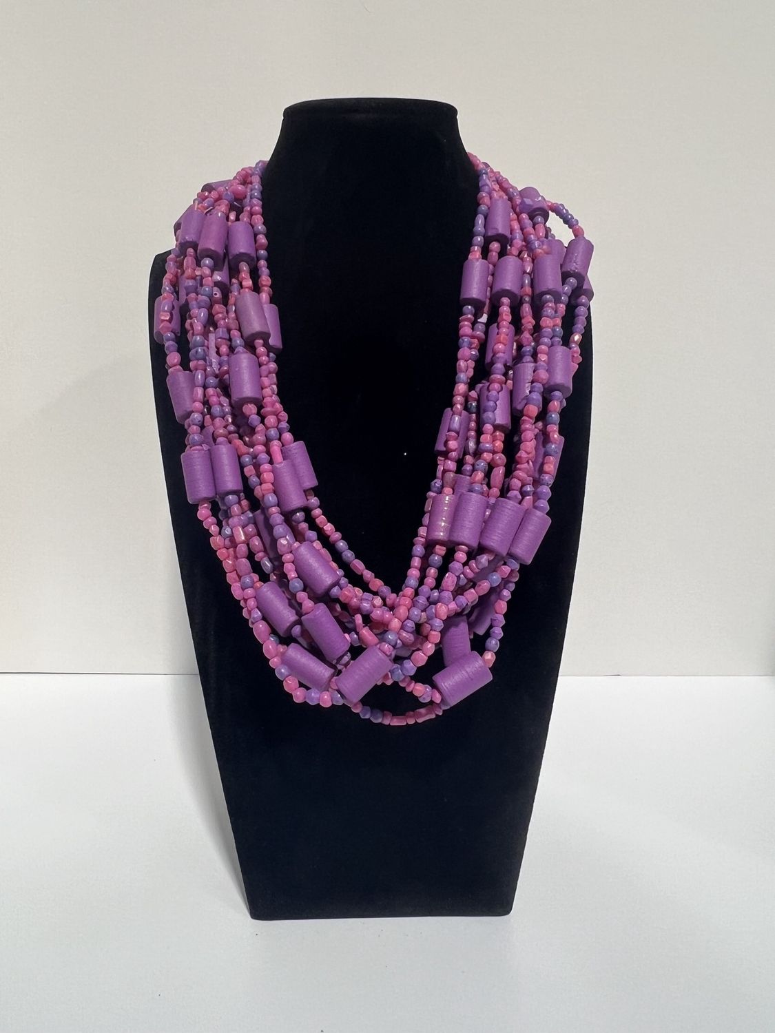 27&quot; Dark Pink Glass Bead Necklace (Dozen)