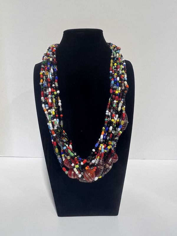 27&quot; Multi Color with Black Glass Bead Necklace (Dozen)