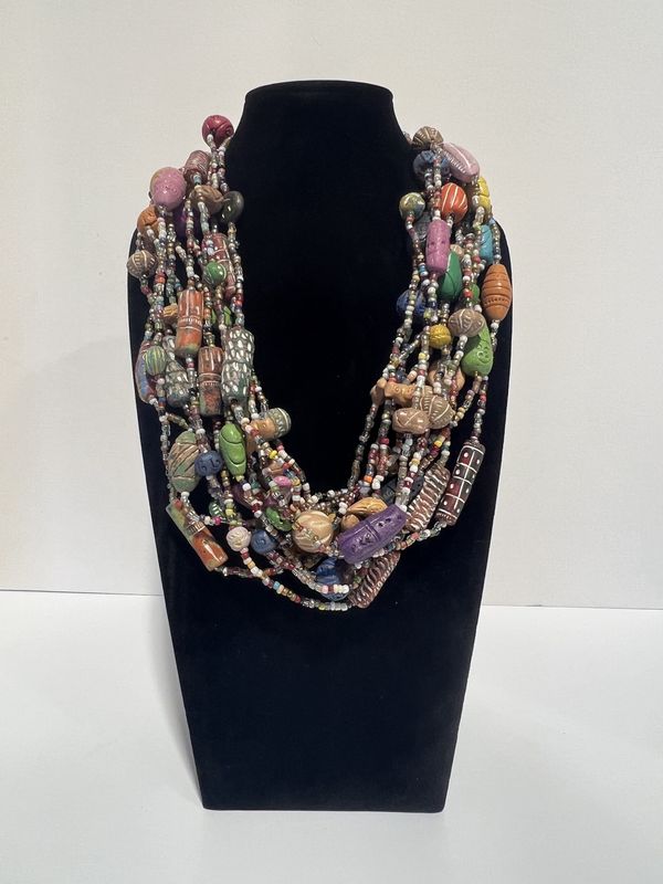 27&quot; Multi Color Glass and Clay Bird Bead Necklace (Dozen)