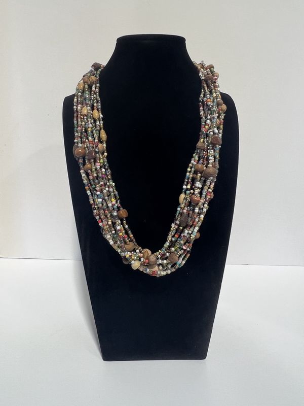 27&quot; Multi Color Glass and Wooden Bead Necklace (Dozen)