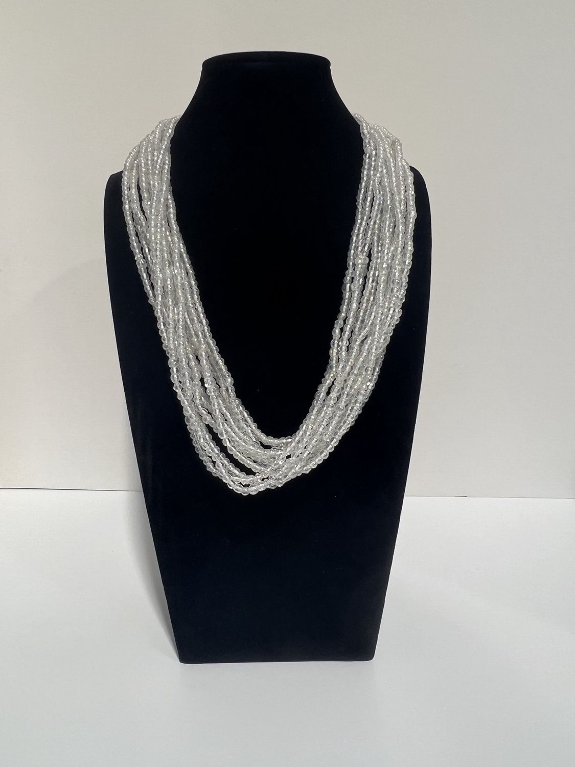 27" Clear Glass Bead Necklace (Dozen)