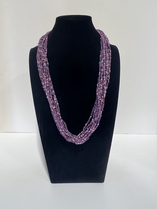 27&quot; Matte Purple Glass Bead Necklace (Dozen)