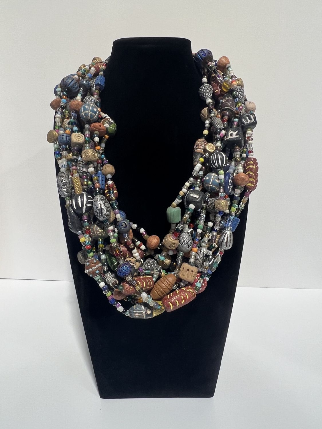 27" Clay and Glass Multi Color Glass Bead Necklace (Dozen)