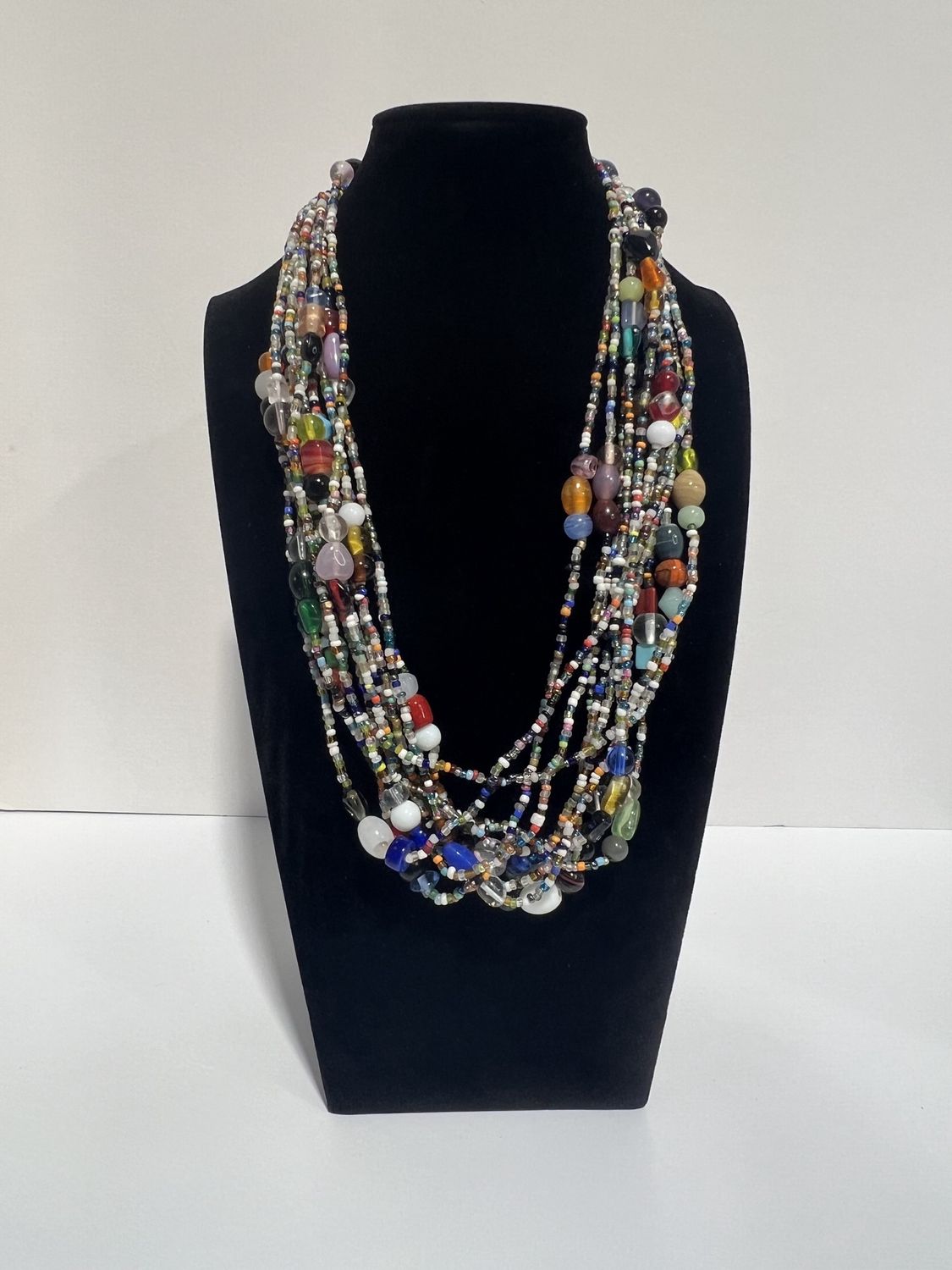 27" Multi Color Earth Tone Glass Bead Necklace (Dozen)