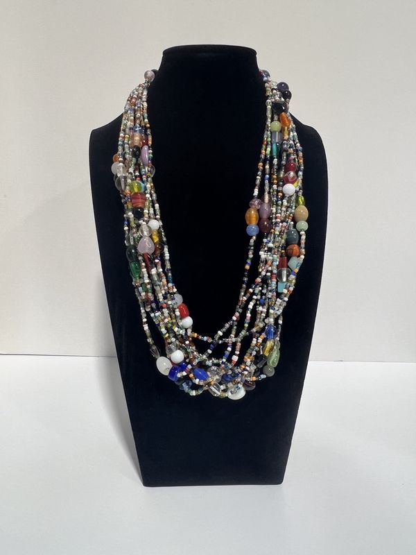 27&quot; Multi Color Earth Tone Glass Bead Necklace (Dozen)
