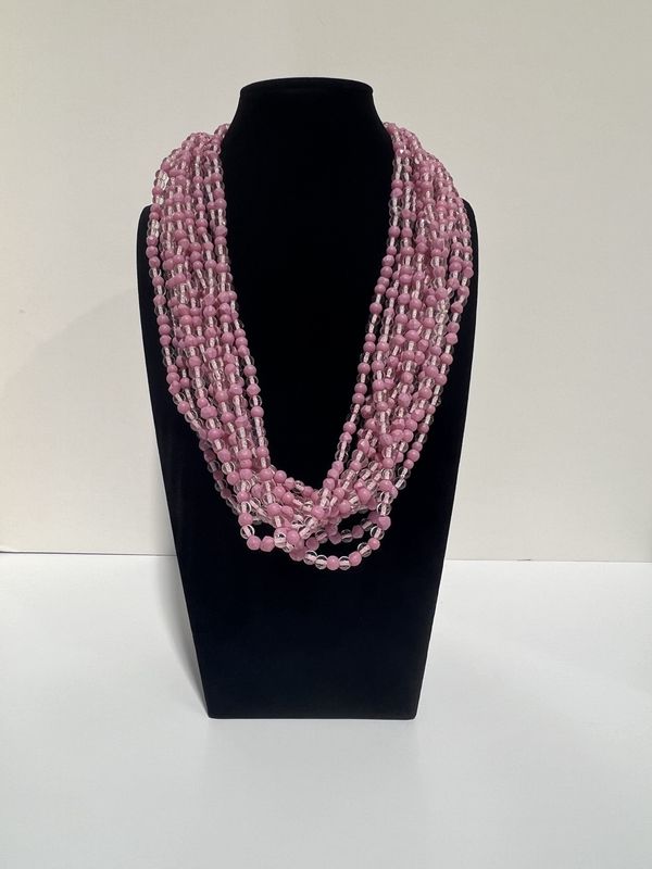 27&quot; Pink Glass Bead Necklace (Dozen)