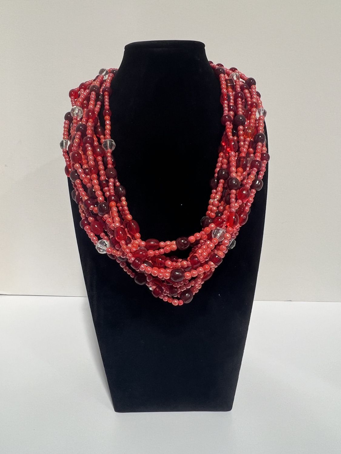 27" Red Glass Bead Necklace (Dozen)