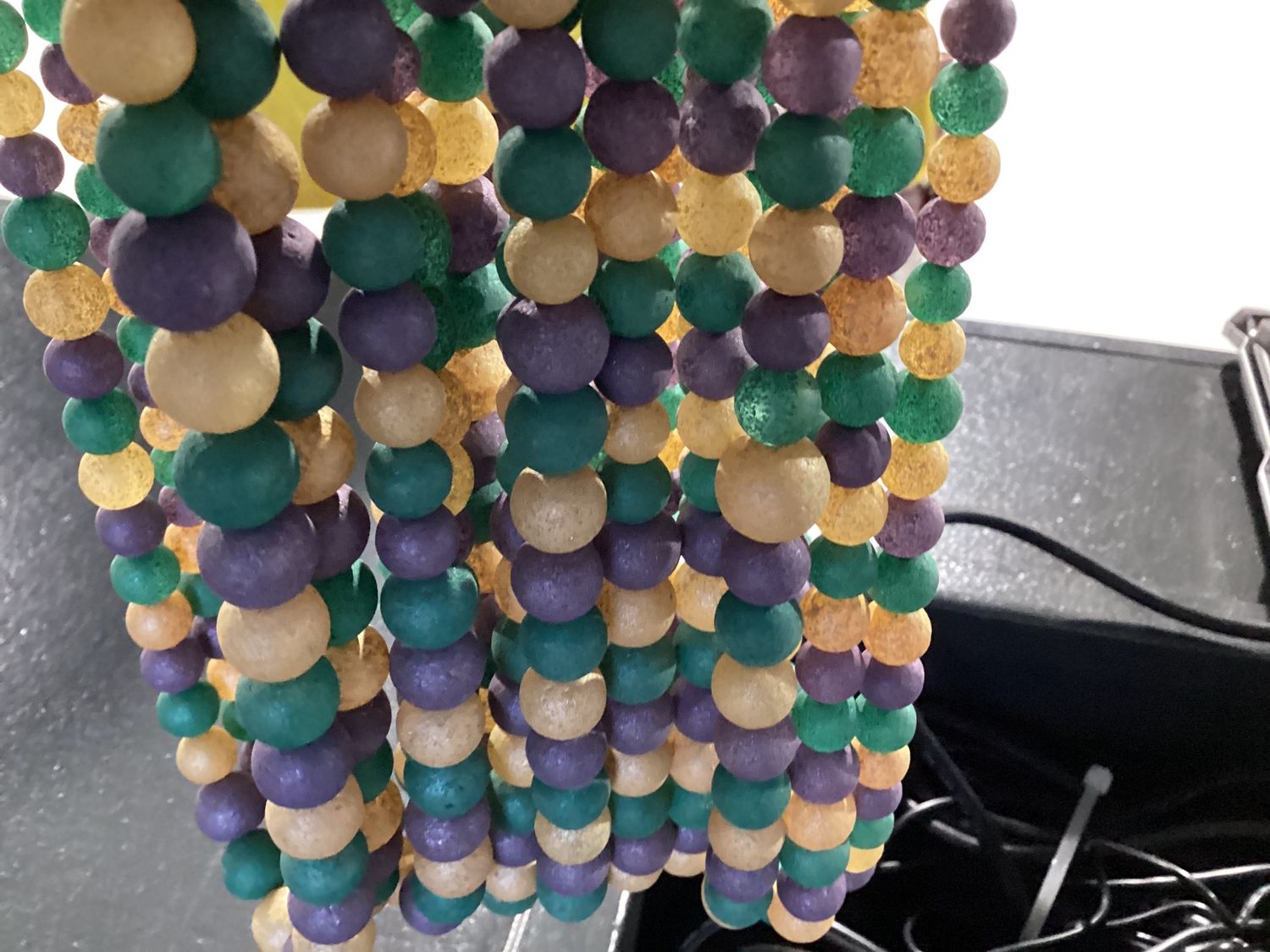 27" Purple, Gold &amp; Green Glass Bead Necklace single