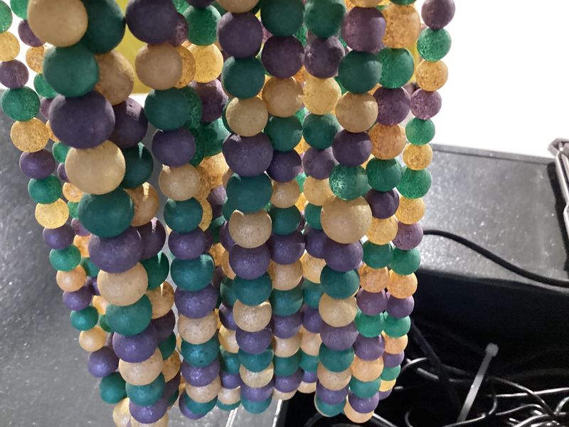 27&quot; Purple, Gold &amp; Green Glass Bead Necklace single