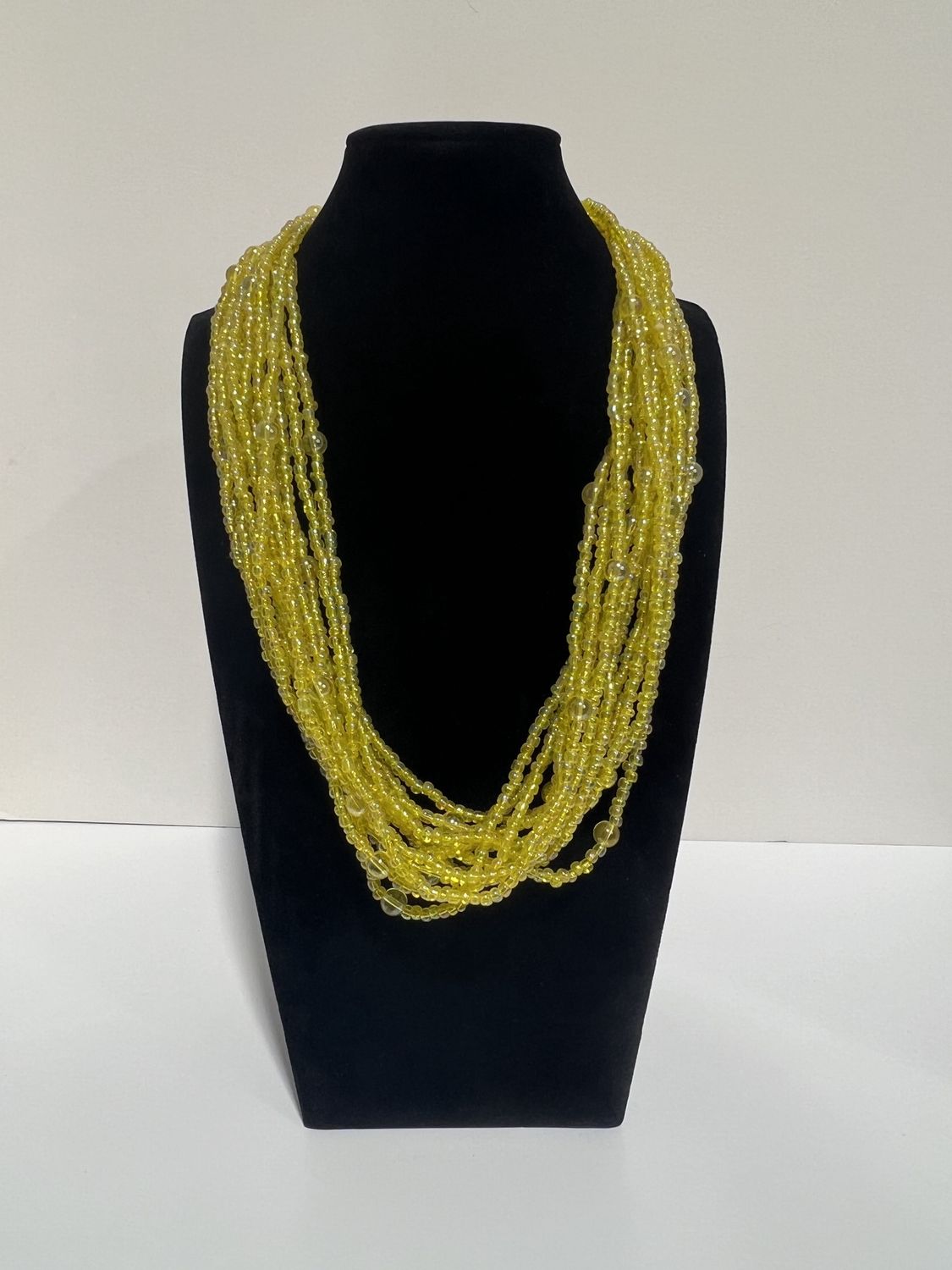 27&quot; Yellow Glass Bead Necklace (Dozen)
