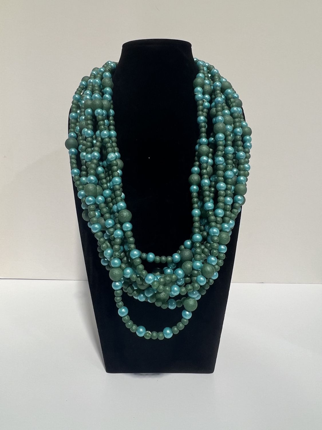 27&quot; Teal Glass Bead Necklace (Dozen)