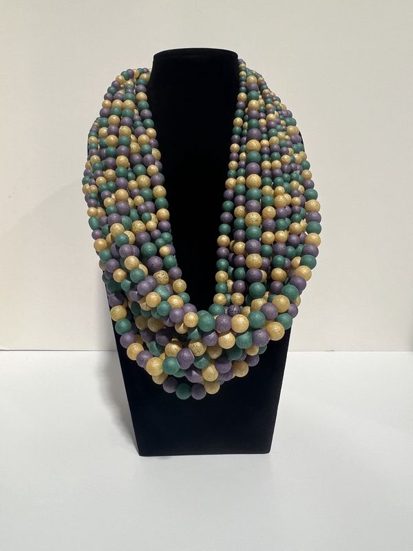 27&quot; Purple, Gold &amp; Green Glass Bead Necklace (Dozen)