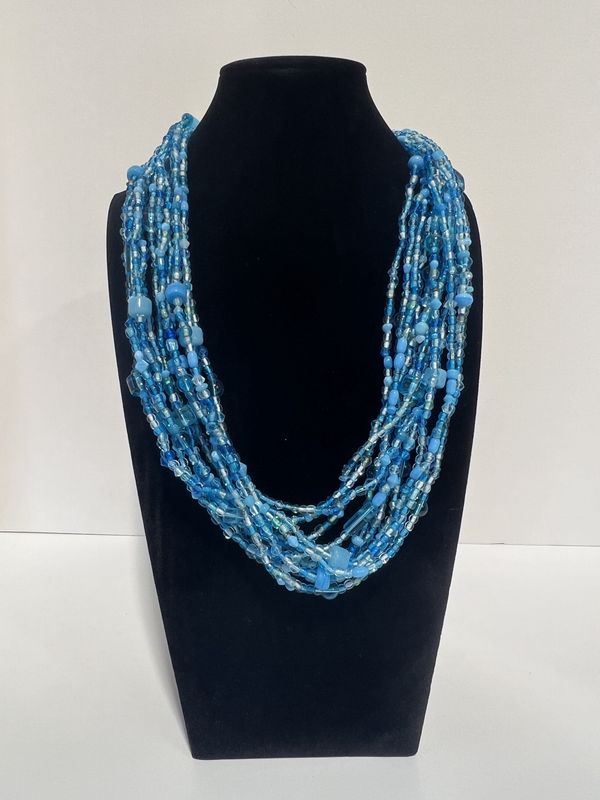 27&quot; Turquoise and Blue Glass Bead Necklace (Dozen)